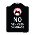 Signmission No Vehicles on Grass Heavy-Gauge Aluminum Architectural Sign, 24" x 18", BW-1824-23552 A-DES-BW-1824-23552